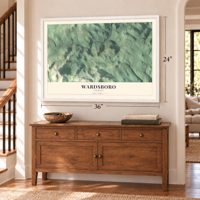 Wardsboro, Vermont map, 24 x 36 inch print in a white frame above a dresser by a staircase