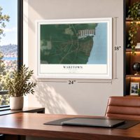 Waretown, New Jersey map, 18 x 24 inch print in a white frame in a home office