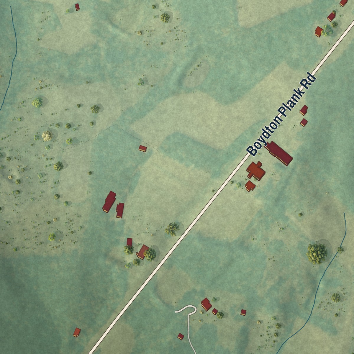 Second close-up of the map of Warfield, Virginia print showing more streets and buildings