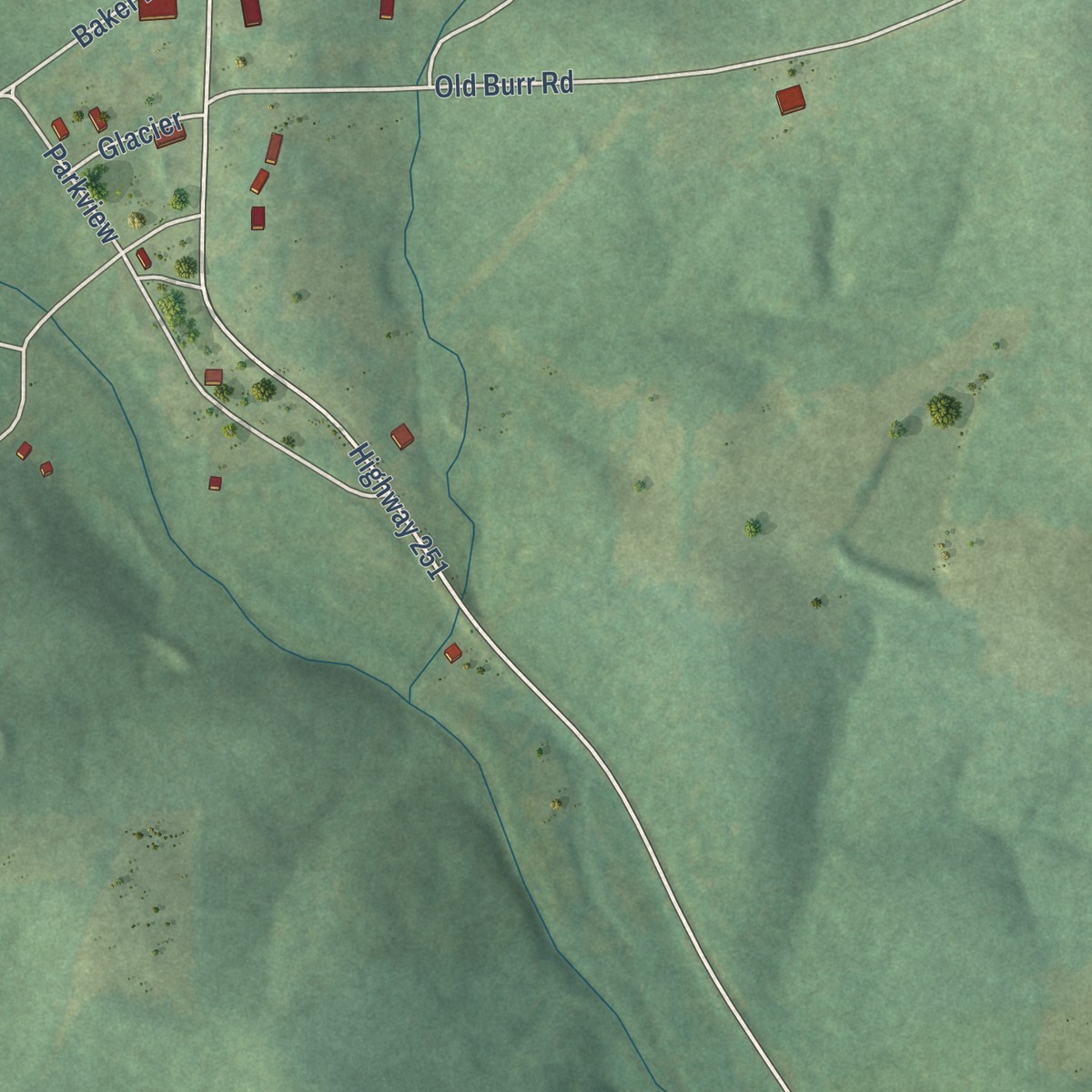 Second close-up of the map of Warm Springs, Arkansas print showing more streets and buildings