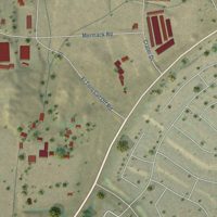 Second close-up of the map of Warm Springs, California print showing more streets and buildings
