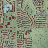 Second close-up of the map of Warr Acres, Oklahoma print showing more streets and buildings