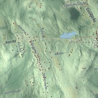 Second close-up of the map of Warren, Connecticut print showing more streets and buildings