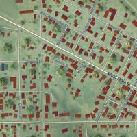Second close-up of the map of Warren, Illinois print showing more streets and buildings