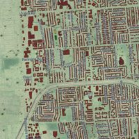 Second close-up of the map of Warren, Macomb County, Michigan print showing more streets and buildings