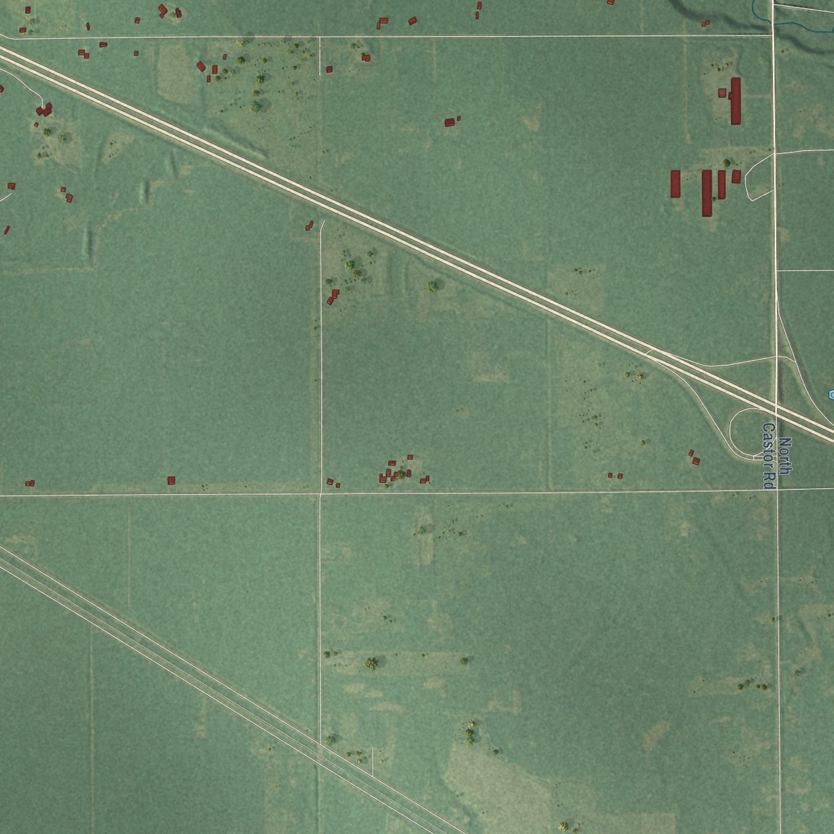 Second close-up of the map of Warren, Midland County, Michigan print showing more streets and buildings