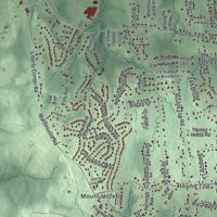 Second close-up of the map of Warren, New Jersey print showing more streets and buildings