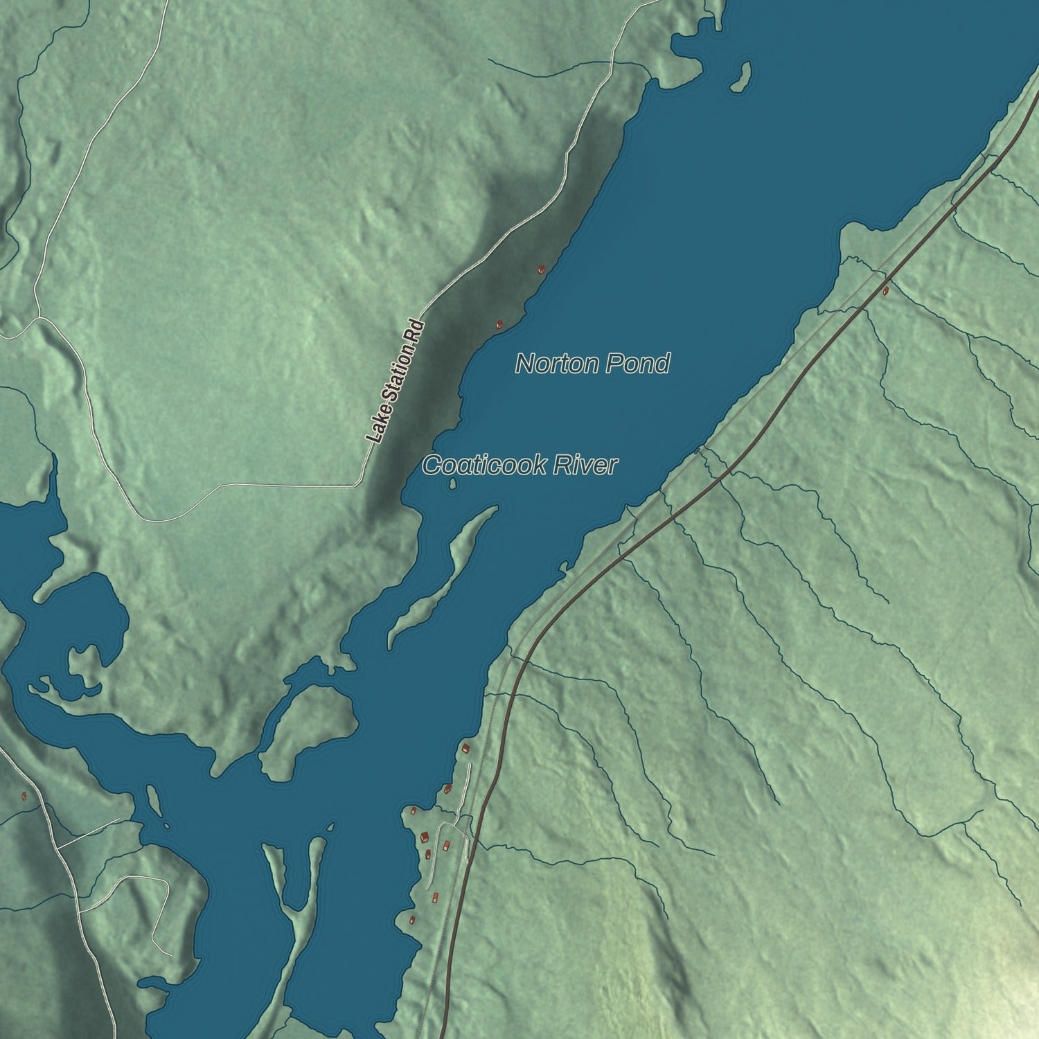 Close-up of the map of Warren's Gore, Vermont print showing terrain and local geography