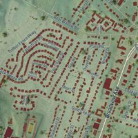 Second close-up of the map of Warrenton, Virginia print showing more streets and buildings