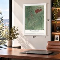 Warrior Run, Pennsylvania map, 18 x 24 inch print in a white frame in a home office