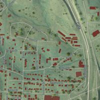 Second close-up of the map of Warsaw, Missouri print showing more streets and buildings