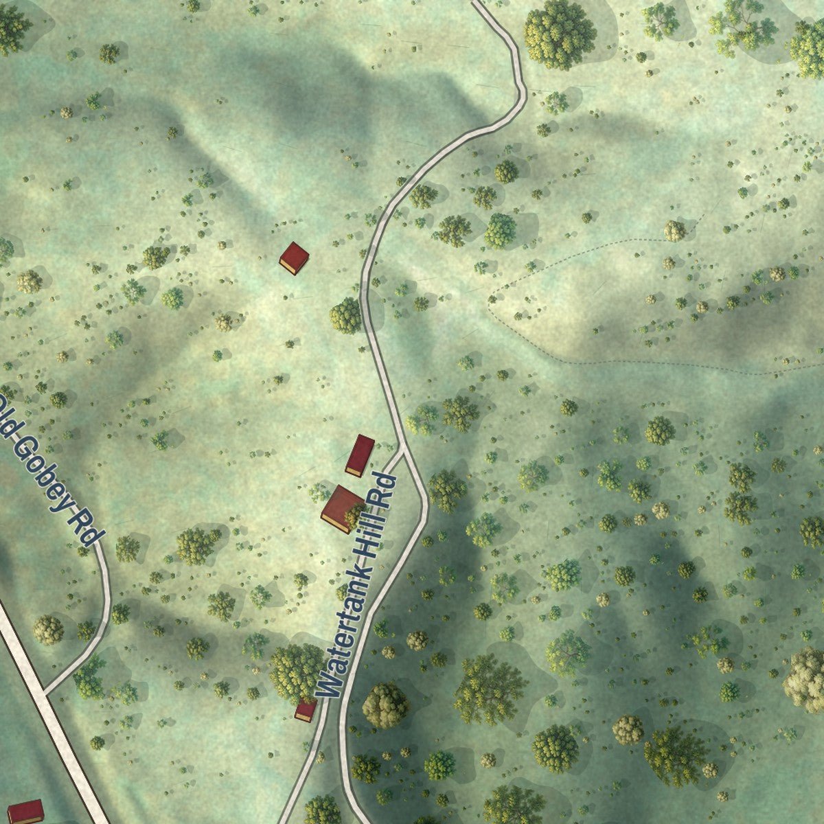 Second close-up of the map of Wartburg, Tennessee print showing more streets and buildings