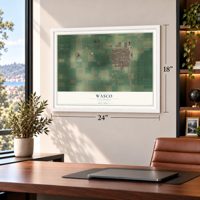 Wasco, California map, 18 x 24 inch print in a white frame in a home office