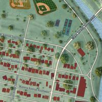 Second close-up of the map of Wasena, Virginia print showing more streets and buildings