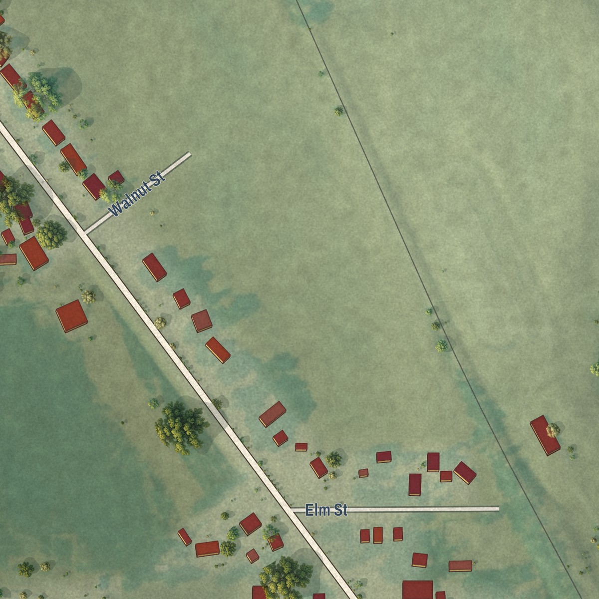 Second close-up of the map of Washburn, Iowa print showing more streets and buildings