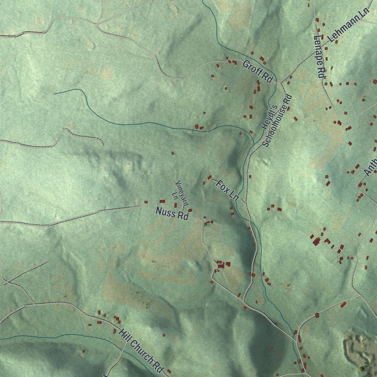 Second close-up of the map of Washington, Berks County, Pennsylvania print showing more streets and buildings