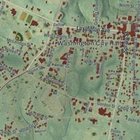 Second close-up of the map of Washington, Georgia print showing more streets and buildings