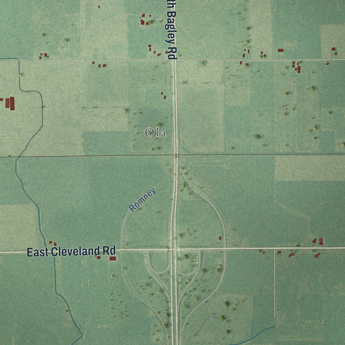 Second close-up of the map of Washington, Gratiot County, Michigan print showing more streets and buildings