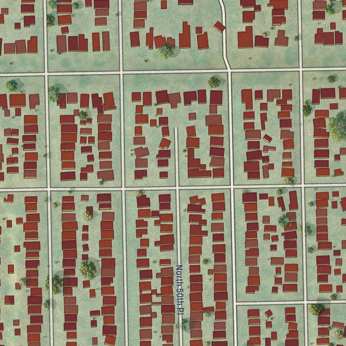 Second close-up of the map of Washington Heights, Wisconsin print showing more streets and buildings