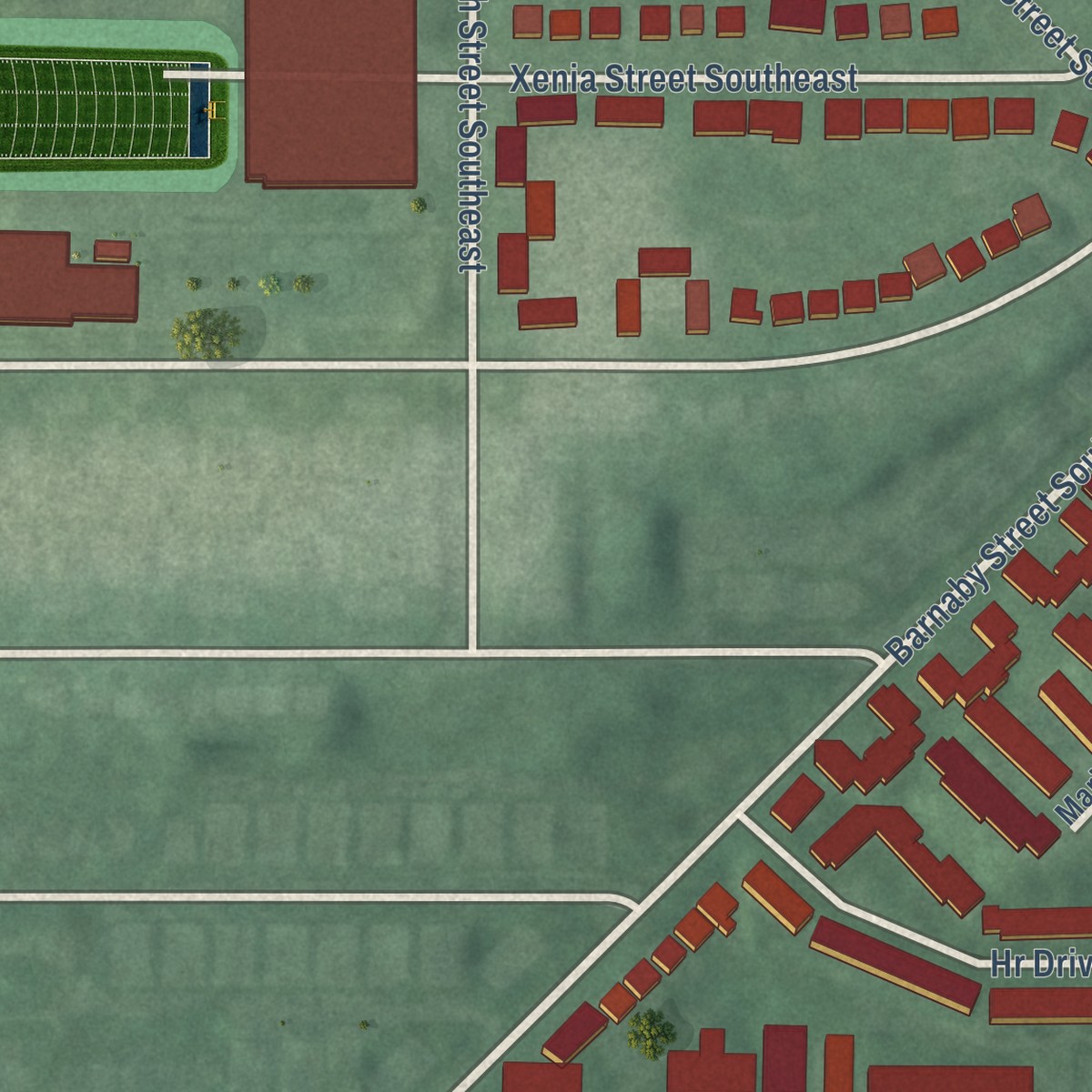 Second close-up of the map of Washington Highlands, District of Columbia print showing more streets and buildings