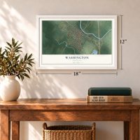 Washington, Louisiana map, 12 x 18 inch print in a white frame in an entryway