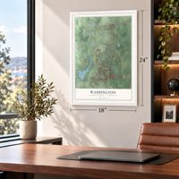 Washington, Macomb County, Michigan map, 18 x 24 inch print in a white frame in a home office