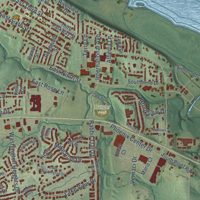 Second close-up of the map of Washington, Missouri print showing more streets and buildings
