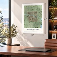 Washington Park, Florida map, 18 x 24 inch print in a white frame in a home office