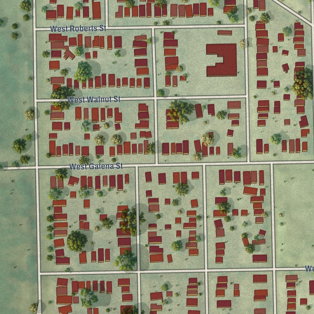 Second close-up of the map of Washington Park, Wisconsin print showing more streets and buildings