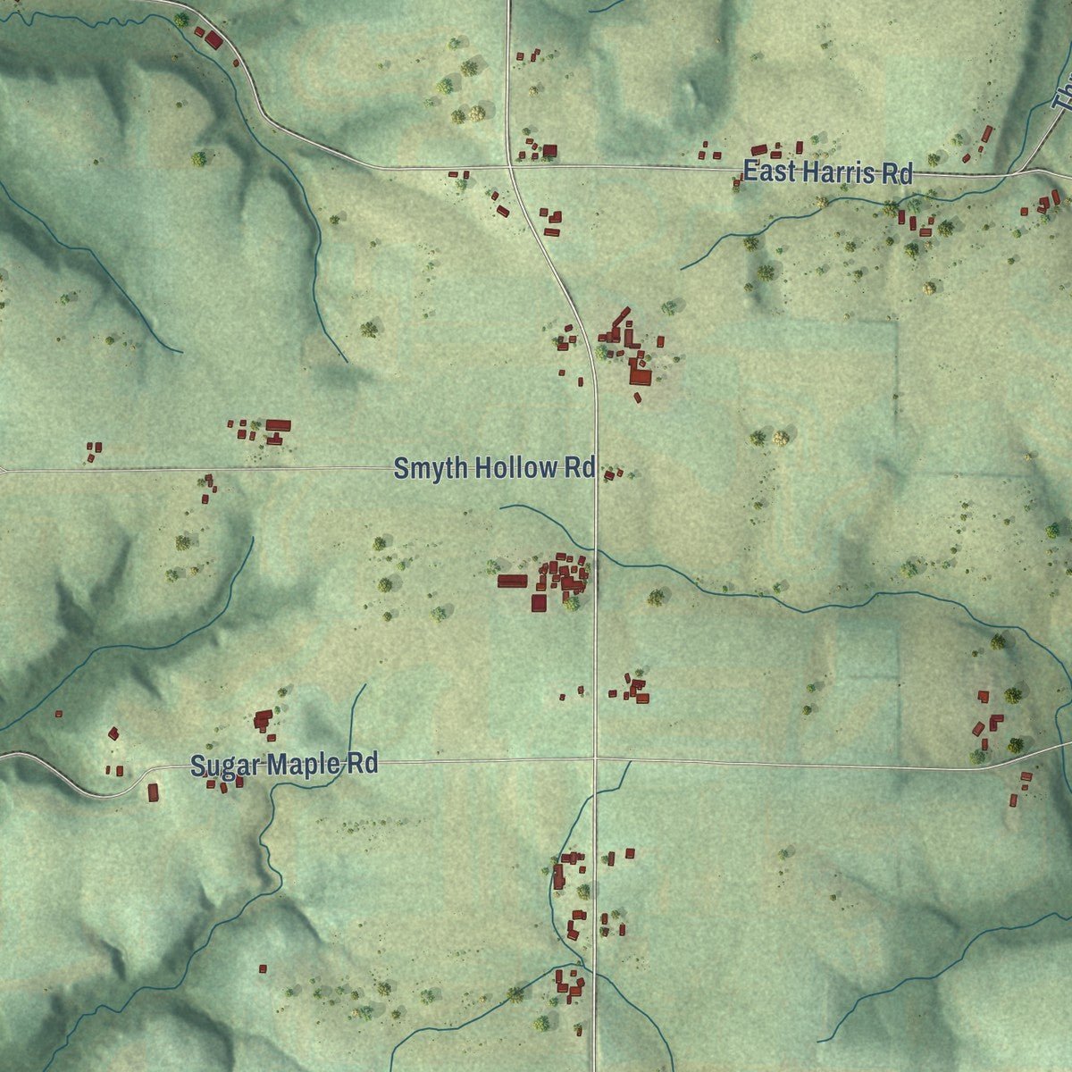 Second close-up of the map of Washington, Sauk County, Wisconsin print showing more streets and buildings