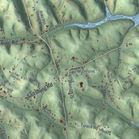 Second close-up of the map of Washington, Westmoreland County, Pennsylvania print showing more streets and buildings