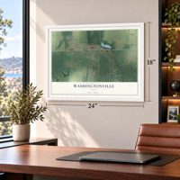 Washingtonville, Ohio map, 18 x 24 inch print in a white frame in a home office