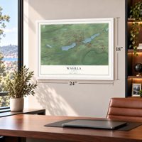 Wasilla, Alaska map, 18 x 24 inch print in a white frame in a home office