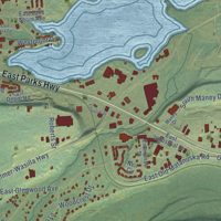 Second close-up of the map of Wasilla, Alaska print showing more streets and buildings