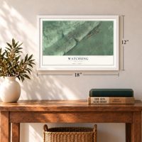 Watchung, New Jersey map, 12 x 18 inch print in a white frame in an entryway