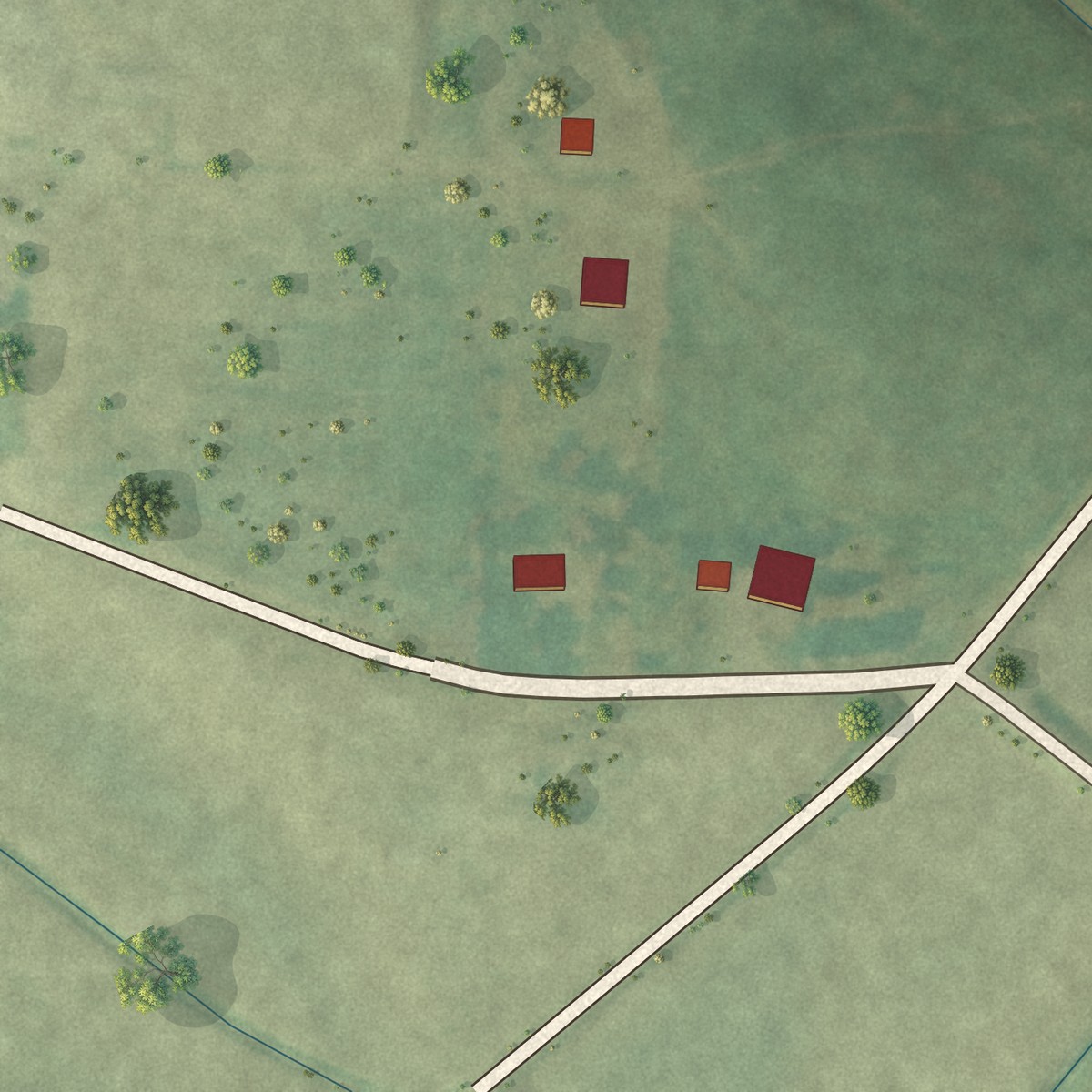 Second close-up of the map of Water Valley, Kentucky print showing more streets and buildings