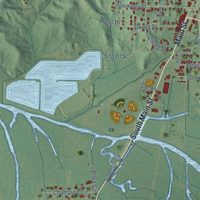 Second close-up of the map of Water Valley, Mississippi print showing more streets and buildings