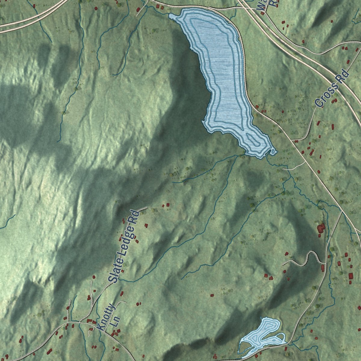 Second close-up of the map of Waterford, Vermont print showing more streets and buildings