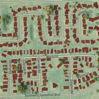Second close-up of the map of Watergate, Florida print showing more streets and buildings
