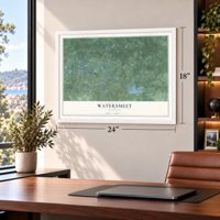 Watersmeet, Michigan map, 18 x 24 inch print in a white frame in a home office