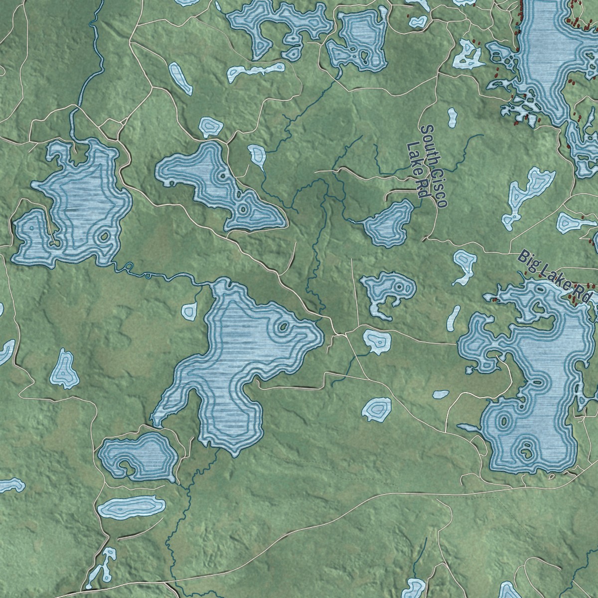 Second close-up of the map of Watersmeet, Michigan print showing more streets and buildings
