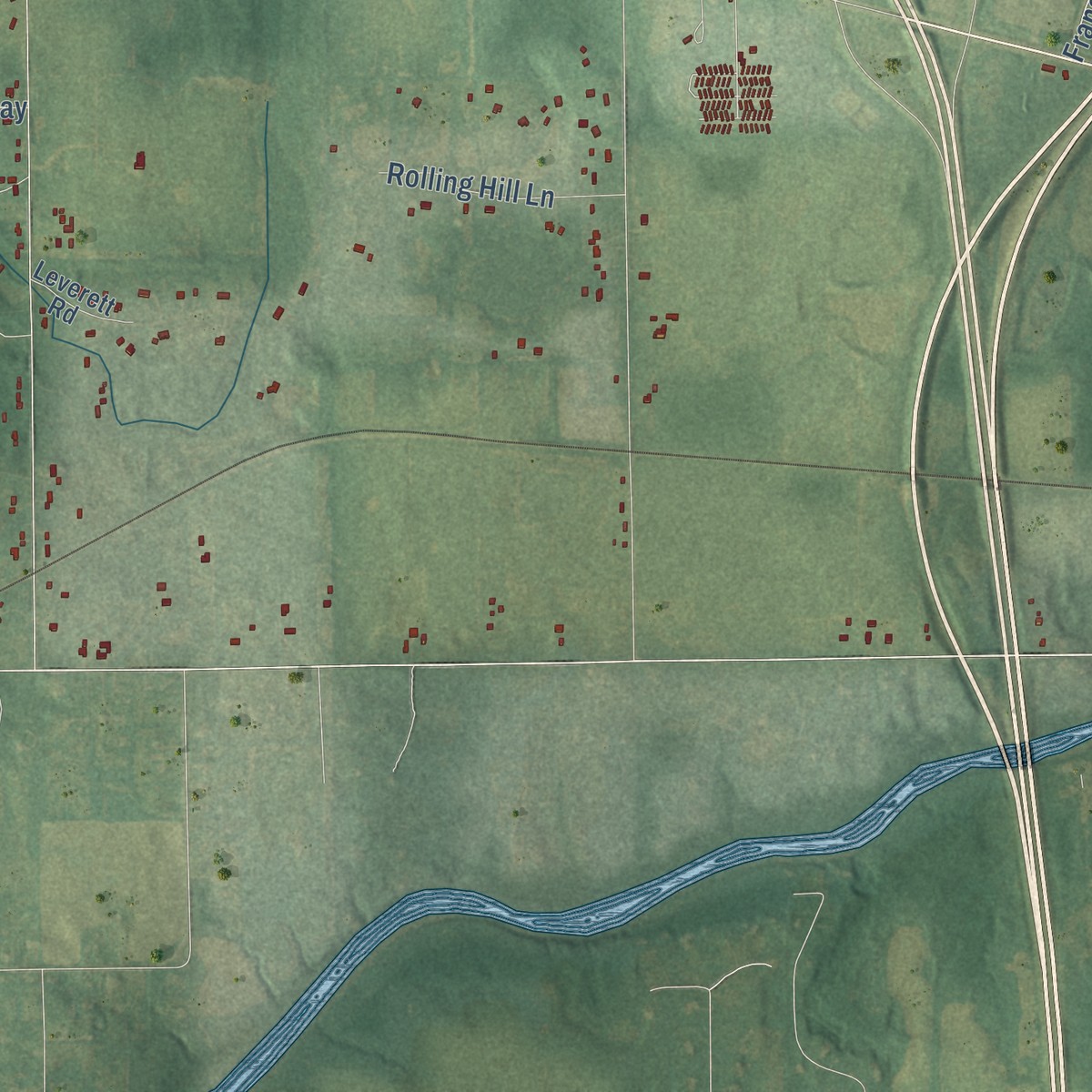 Second close-up of the map of Watertown, Clinton County, Michigan print showing more streets and buildings