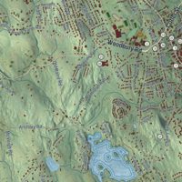 Second close-up of the map of Watertown, Connecticut print showing more streets and buildings