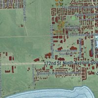 Second close-up of the map of Watertown, South Dakota print showing more streets and buildings