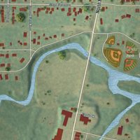Second close-up of the map of Watervliet, Michigan print showing more streets and buildings