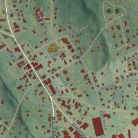 Second close-up of the map of Watkinsville, Georgia print showing more streets and buildings
