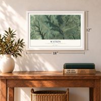 Watson, Lycoming County, Pennsylvania map, 12 x 18 inch print in a white frame in an entryway