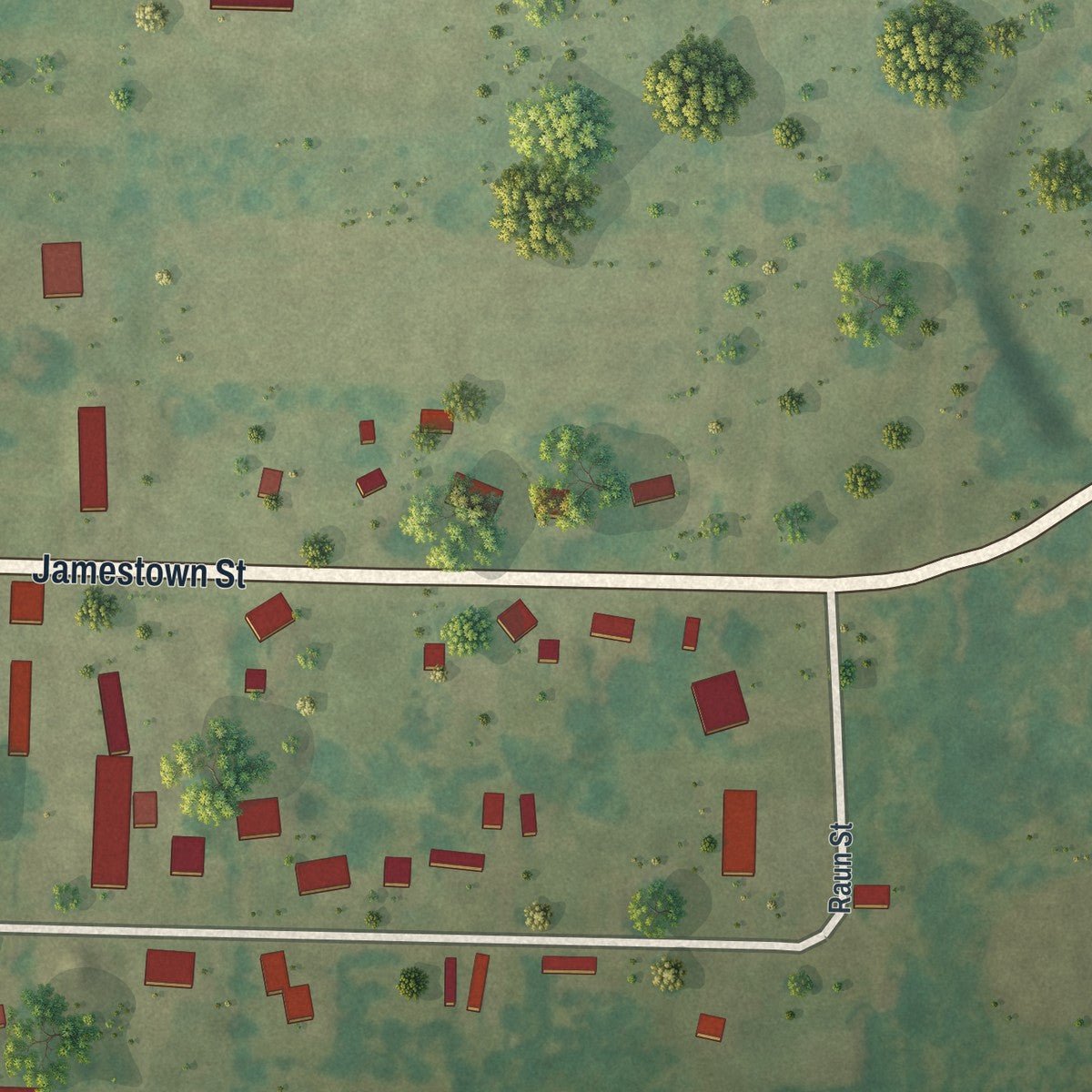 Second close-up of the map of Wattsburg, Pennsylvania print showing more streets and buildings