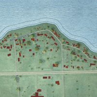 Second close-up of the map of Waubay, South Dakota print showing more streets and buildings