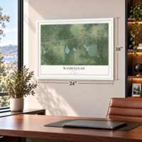 Waukeenah, Florida map, 18 x 24 inch print in a white frame in a home office